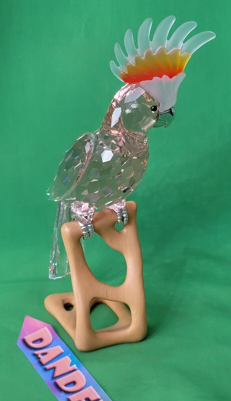 Swarovski Crystal Cockatoo Paradise Red Bird On Perch Retired Figurine 718565